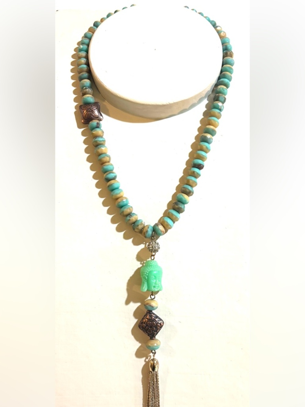 Turquoise Beaded Buddha Pendant Necklace - Unbranded